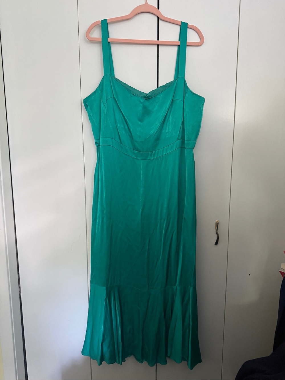 J Crew Collection Emerald Green Slip Dress with Flared Hem
